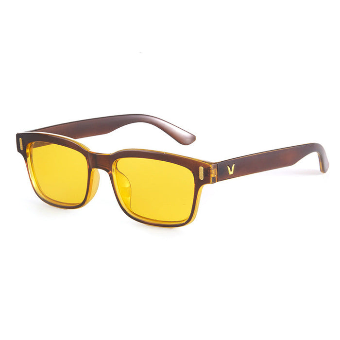 Wholesale Small square box rice nail style personalized sunglasses, UV resistant sunshade glasses, internet famous night vision yellow glasses