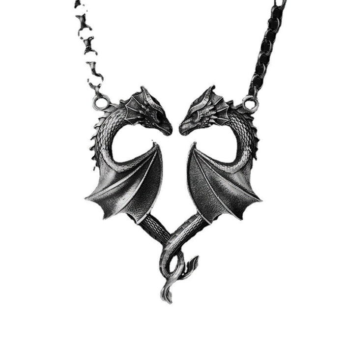 Wholesale Double Dragon Heart Necklace JDC-NE-FuSu002