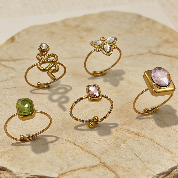 Wholesale Stainless Steel Summer Seaside Luxury Adjustable Rings