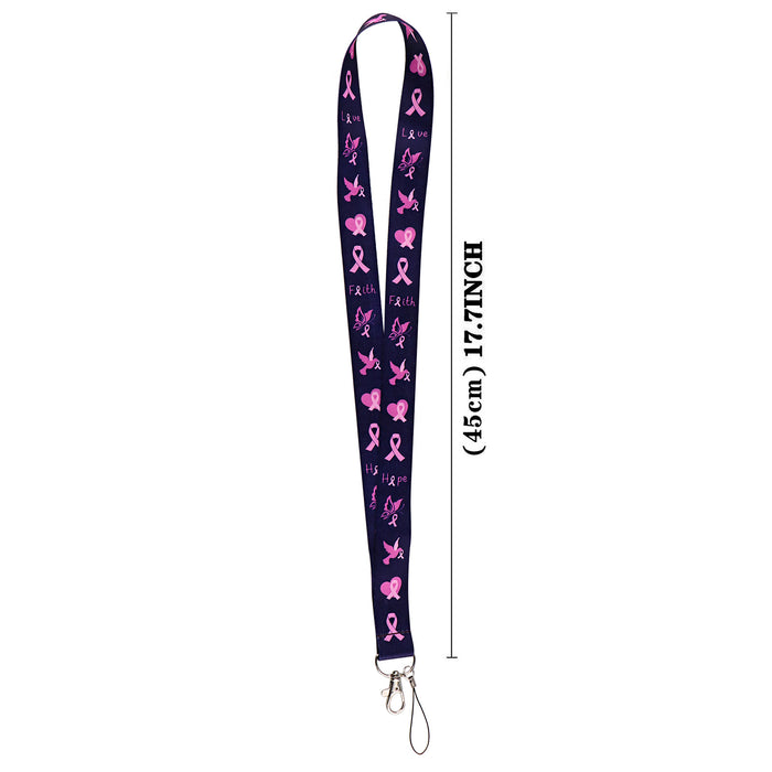 Wholesale Red Ribbon Women' s Health Symbol Mobile Phone Lanyard Key Accessories Polyester Double-Sided Hard Card Holder Keychain