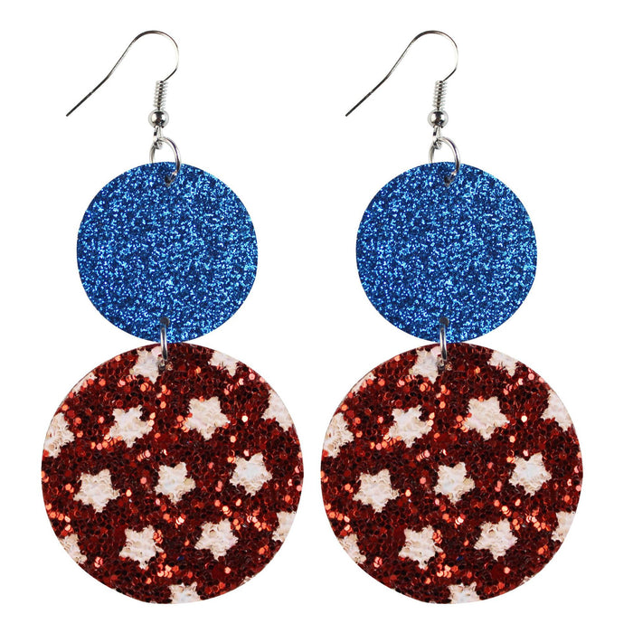 Wholesale Leather earrings with printed pentagram PU leather earrings and water droplet multi-layer earrings wholesale