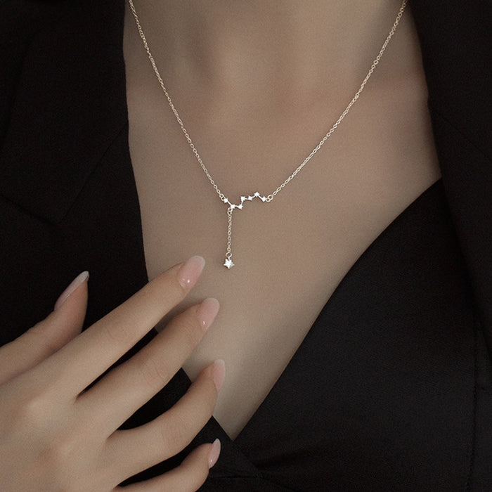 Wholesale New style of Beidou Seven Star Necklace with a light luxury and niche design, featuring simple tassel pendant and collarbone chain