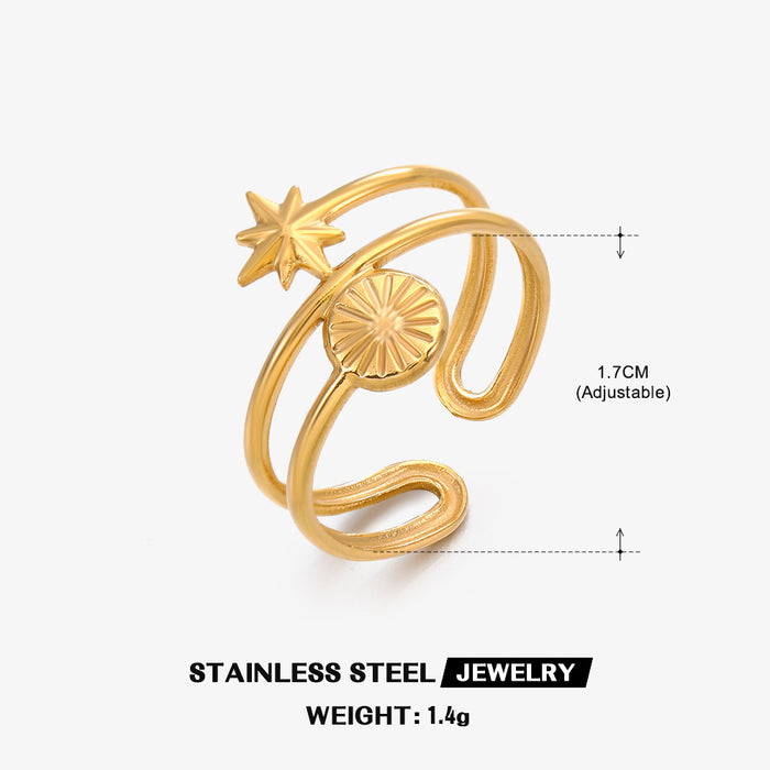 Wholesale Gold Plated stainless steel star moon Rings Adjustable rings for women