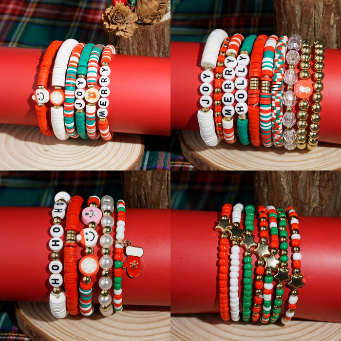 Wholesale Beaded Letter Combination Christmas Bracelet