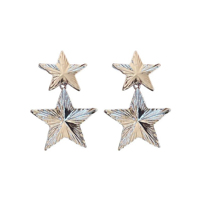 Wholesale Metal wind pentagram zircon earrings, niche temperament earrings, wholesale of star fashion versatile silver needles