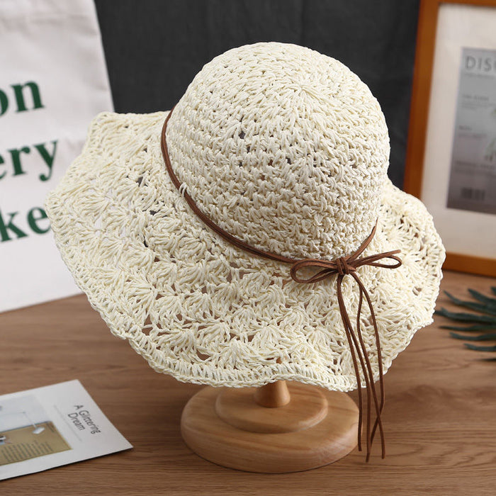Wholesale Sunscreen hat, hand woven sunshade grass hat, face covering versatile hat
