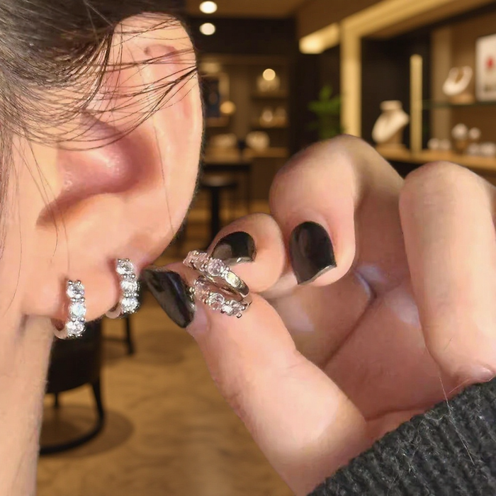 Wholesale Double Ear Holes Colorful   Niche Ring Earrings