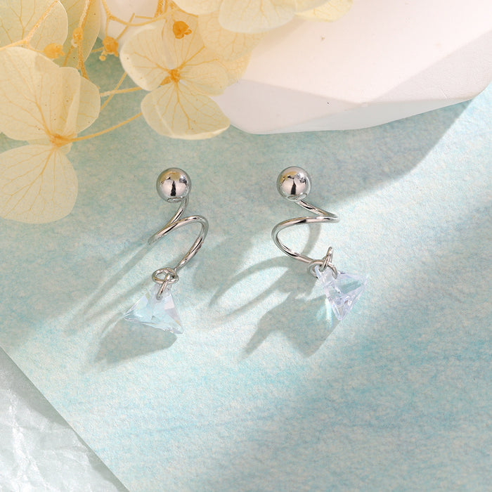 Wholesale Sparkling zircon screw earrings with simple and fashionable design, rotating geometric bead earrings, and ear bone studs