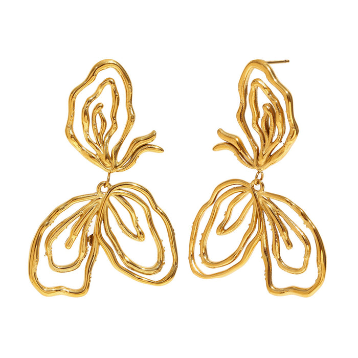 Wholesale Retro exaggerated light luxury ear accessories with stainless steel plated lines and abstract earrings