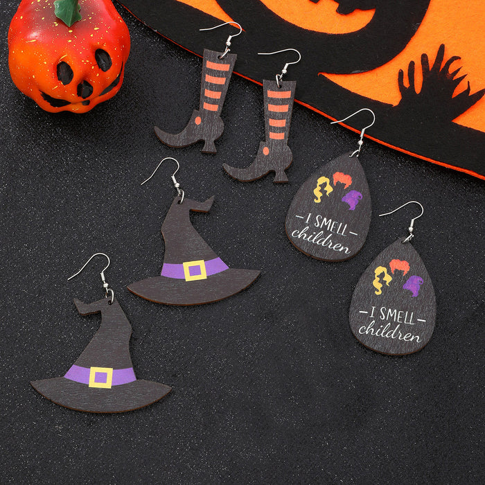 Wholesale hat boots hairstyle wooden wood earrings earrings