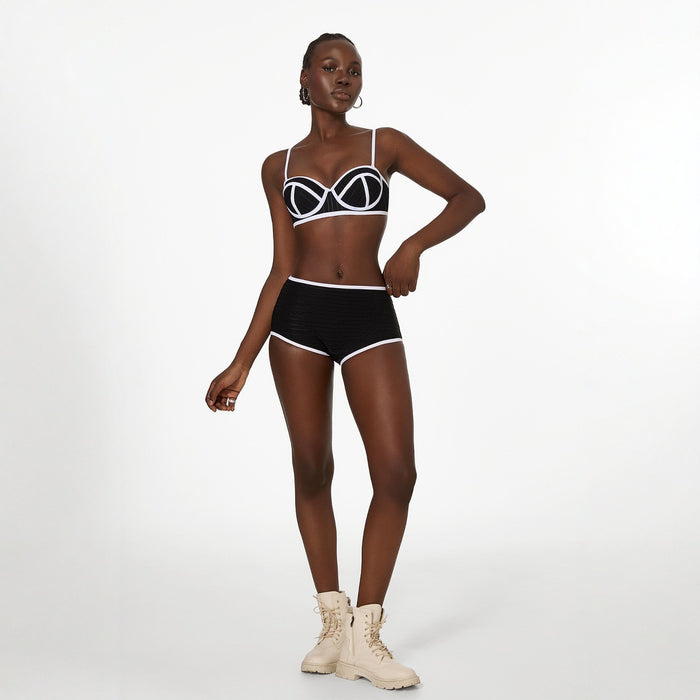 Wholesale New Summer Retro Stripe Basic Split Swimsuit