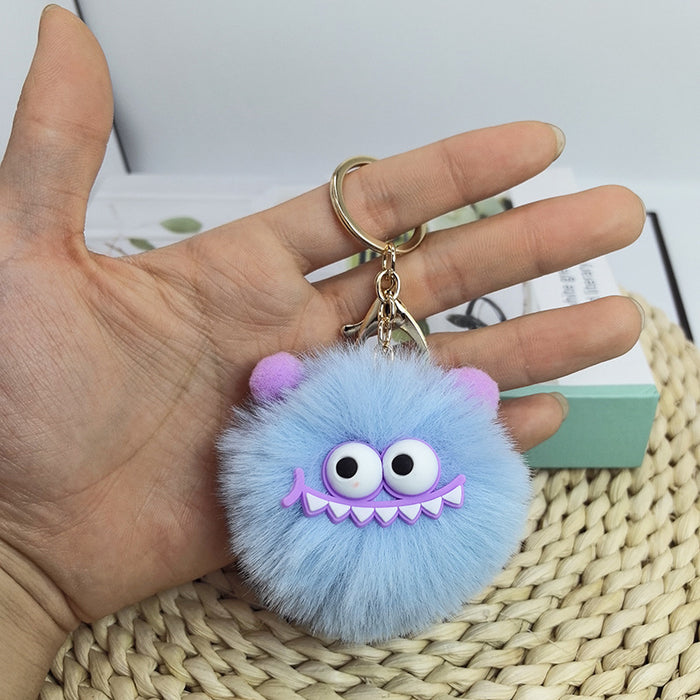 Wholesale Fur pendant plush cute dinosaur fur ball keychain pendant car keychain