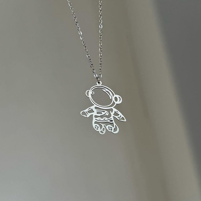 Wholesale Jewelry Fashion astronaut pendant, niche personality cartoon alloy astronaut necklace