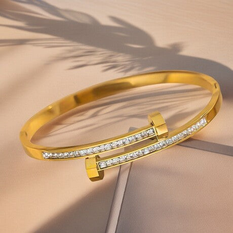 Wholesale Versatile Zircon Stainless Steel Double-Ended Bangle