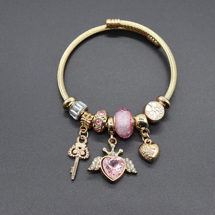 Wholesale Gold and Silver Life Tree Angel Wings Love Key Adjustable Bracelet