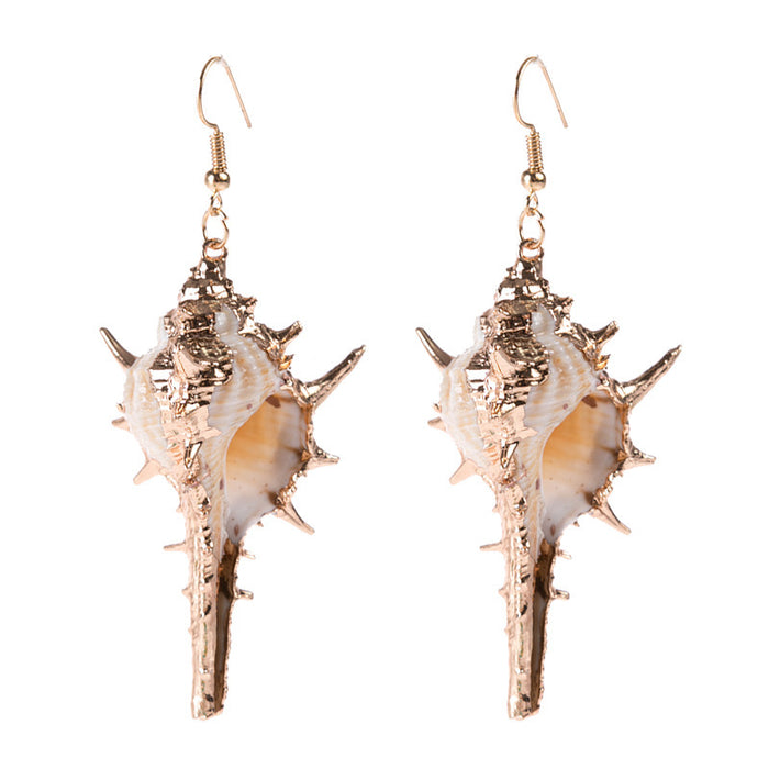 Wholesale Gold-rimmed Ocean-style Conch and Seashell Earrings JDC-ES-SaIP111