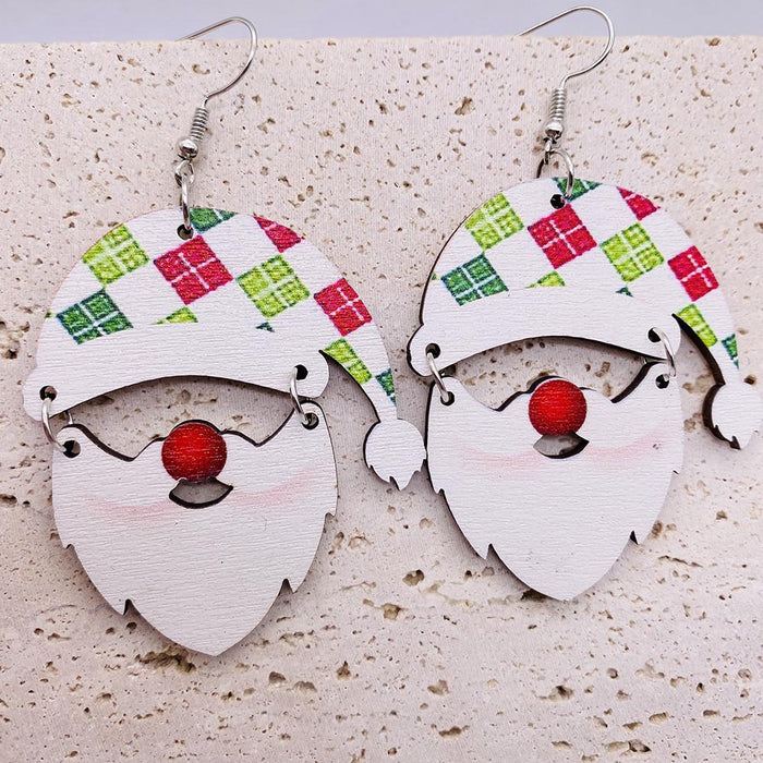 Wholesale Christmas Wooden Earrings Elk  Splicing Earrings Holiday Accessories