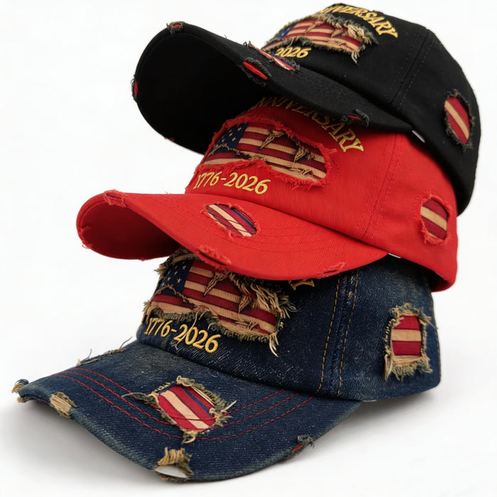 Wholesale Printed Embroidered Vintage Distressed Ripped Baseball Cap