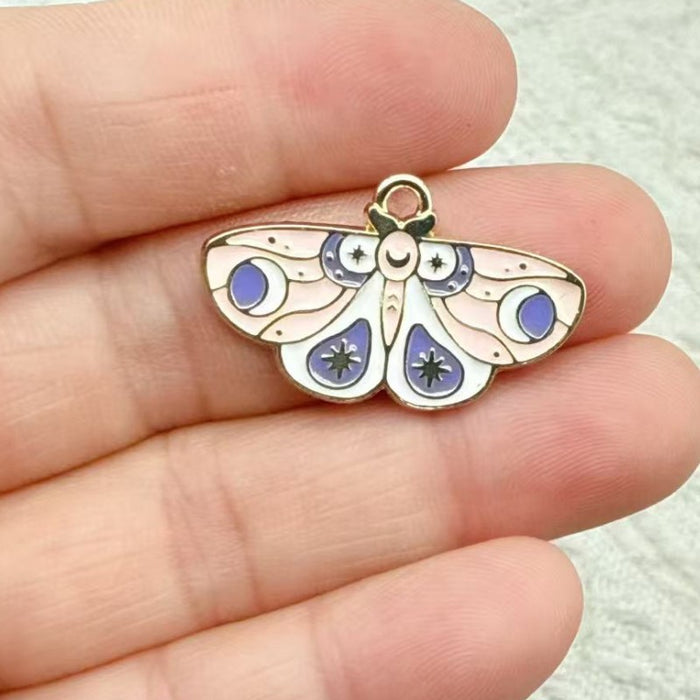 Wholesale 10pcs Colorful Alloy Butterfly and Moth DIY Bracelet Necklace Keychain Pendant