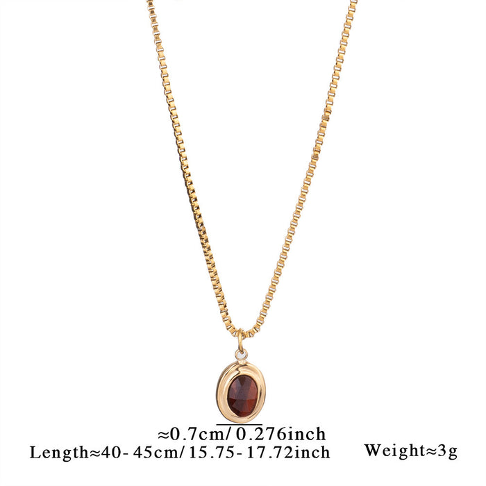 Wholesale Simple natural stone heart necklace versatile and high-end stainless steel necklace paired with blue pine tiger eye stone