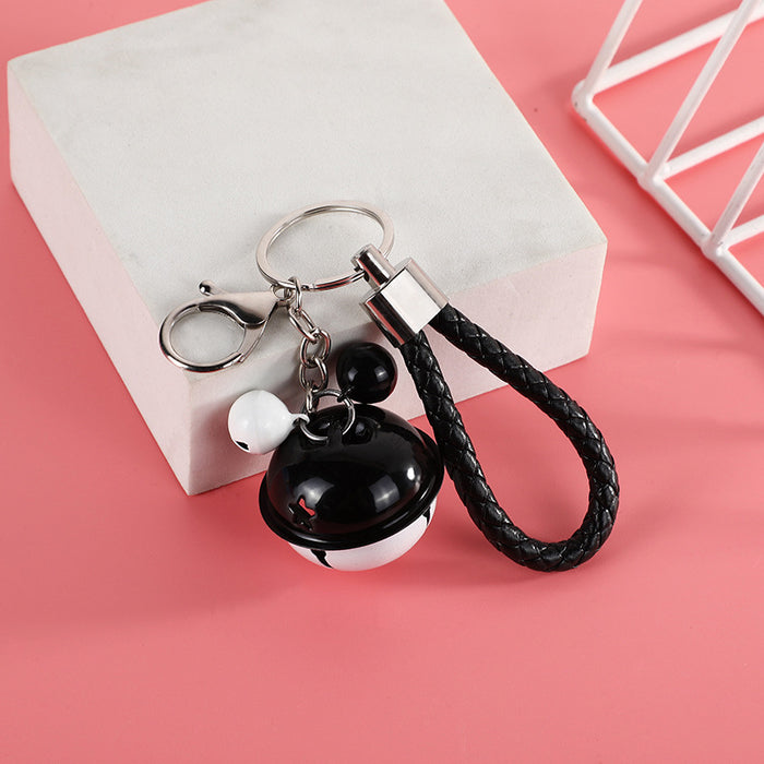 Wholesale Bag hanging decoration small gift creative woven leather rope bell keychain fashionable multi-color bell