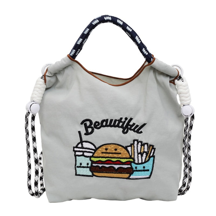 Wholesale New canvas bag embroidered eco-friendly shopping bag for commuting women, shoulder bag for niche diagonal cross bag