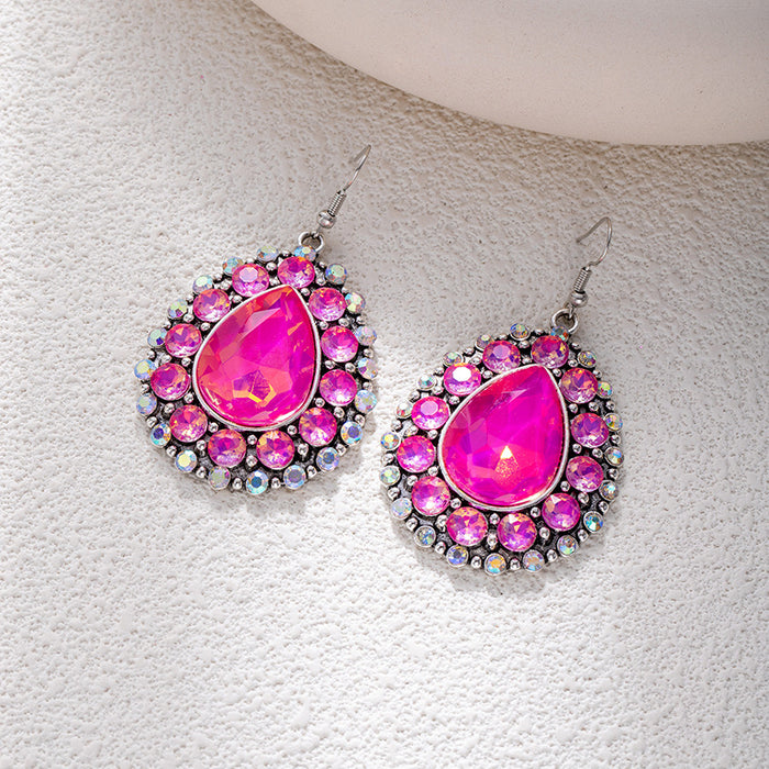 Wholesale Retro ethnic turquoise flower earrings