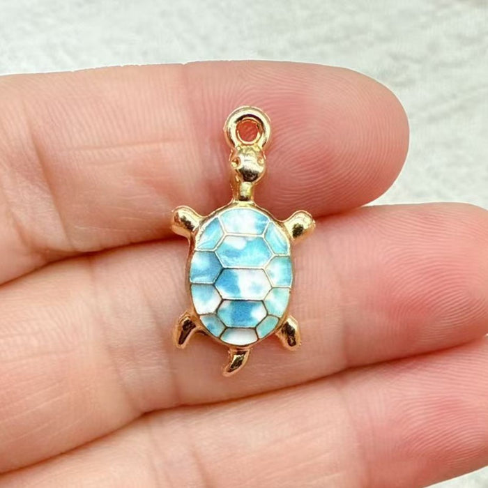 Wholesale 10pcs DIY Colorful Turtle Bracelet Pendant Alloy Oil Drip Accessories Hanging Earrings