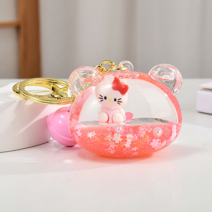 Wholesale Quicksand Bottle Cartoon Kitten Keychain