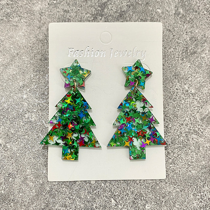 Wholesale Christmas tree earrings flash acrylic ing fashion earrings