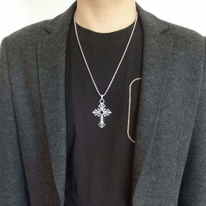 Wholesale Alloy Diamond Pendant Cross Necklace JDC-NE-LiR001