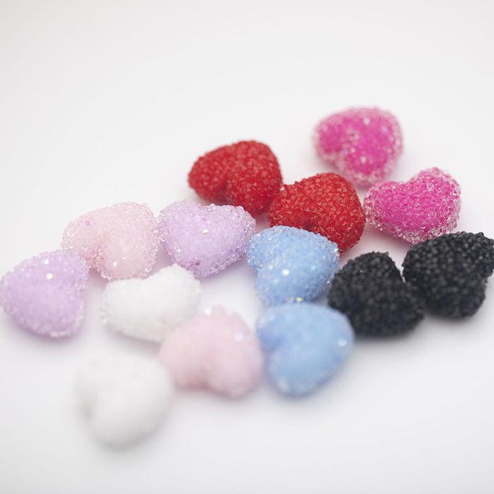 Wholesale Acrylic Rhinestones, Soft Granulated Sugar, Small Heart Beads JDC-BDS-HuaZ004
