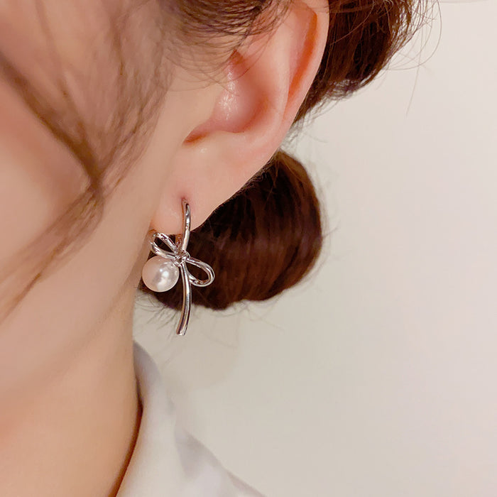 Wholesale Bow Pearl Earrings JDC-ES-HanDu005