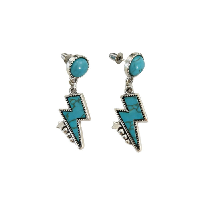 Wholesale Lightning Turquoise Geometric Earrings Ethnic Style Fashion Jewelry
