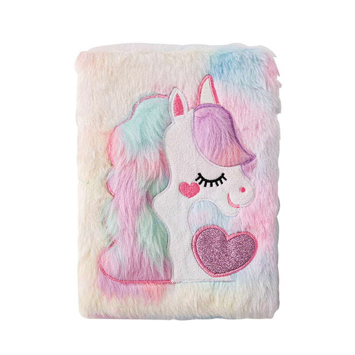 Wholesale Unicorn Plush Notebook Macaron Girl' s Heart Diary Student Cartoon Hand Ledger Wireless Glue Pack