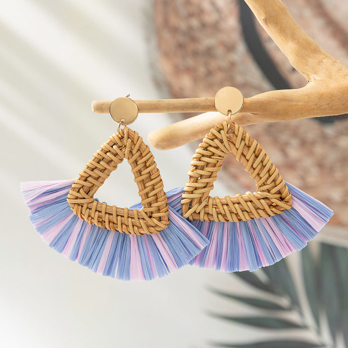 Wholesale tassel earrings  vacation high-end feeling raffia grass earrings