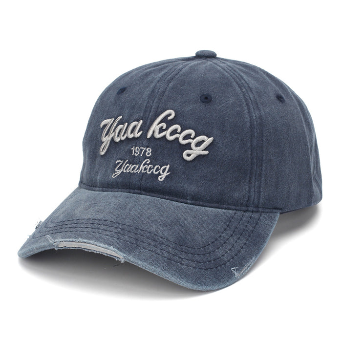 Wholesale Vintage Distressed Baseball Cap,  Embroidered Curved Brim,  Unisex Street Style Sun Hat for Fashion Accessory Resale