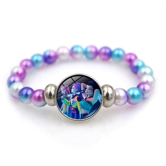 Wholesale K-POP Purple Beaded Bracelet Unisex Personality Elastic Wristband Jewelry