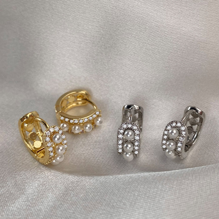 Wholesale High-gloss pearl micro-pave earrings