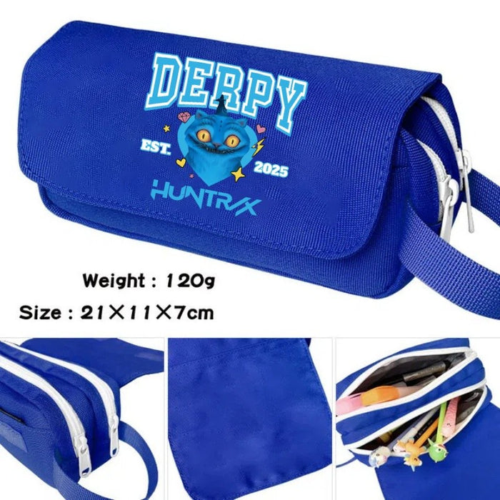 Wholesale Cartoon printed large capacity double-layer hand-held pencil case student stationery bag