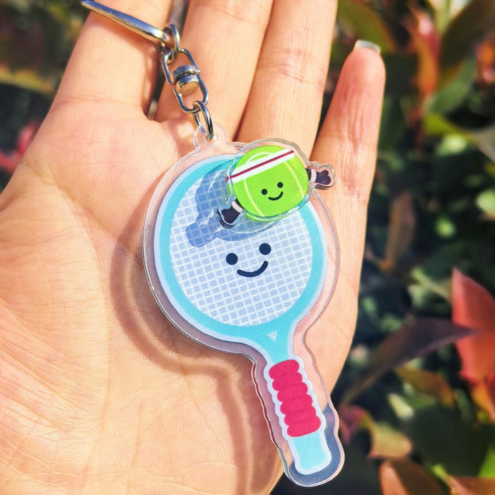 Wholesale Sports rotating ball keychain badminton table tennis tennis football sports peripherals