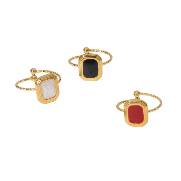 Wholesale Stainless steel fashionable square ring, simple and versatile, light luxury titanium steel jewelry