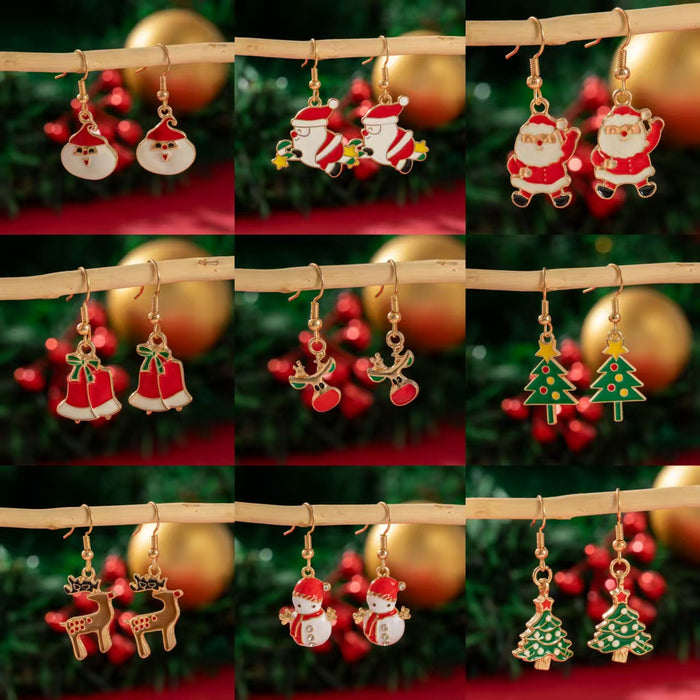 Wholesale Alloy Christmas Earrings with Elk and Snowflake Design for Holiday Party and Gift