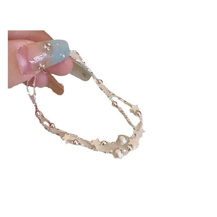 Wholesale Double layered pearl bracelet for girls, new niche design, versatile bracelet accessory