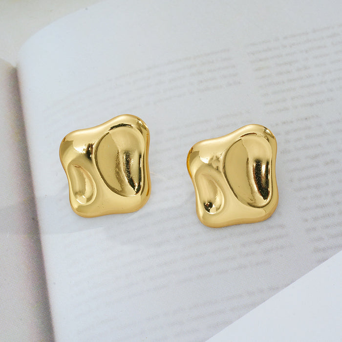 Wholesale Titanium steel geometric retro niche gold earrings