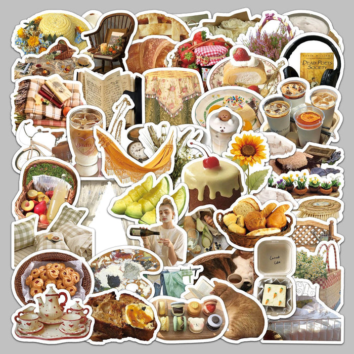 Wholesale 50pcs Cartoon Retro Leisure Afternoon Bread Stickers