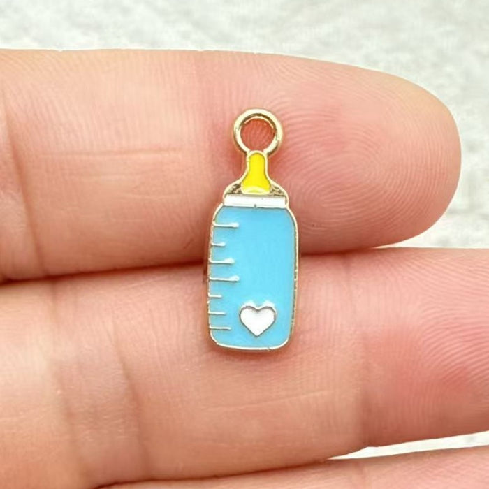 Wholesale 10pcs Baby clothes,  baby bottle,  little feet DIY alloy oil drop earrings,  pendant keychain