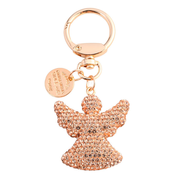 Wholesale Diamond-studded Angel Keychain,  Fully Rhinestone Car Key Pendant