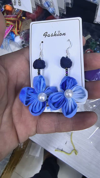 Wholesale Hand woven blue tie dye earrings