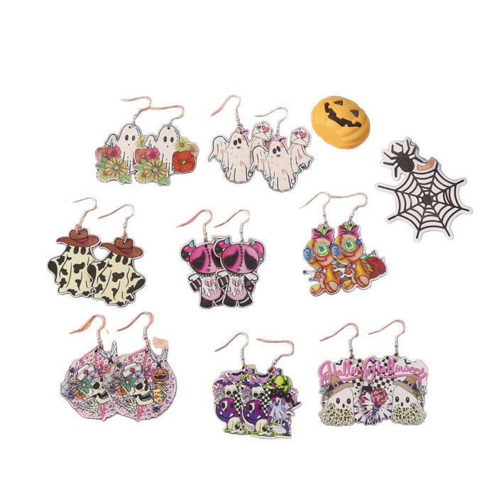 Wholesale  earrings creative personality funny wooden ghost cartoon earrings